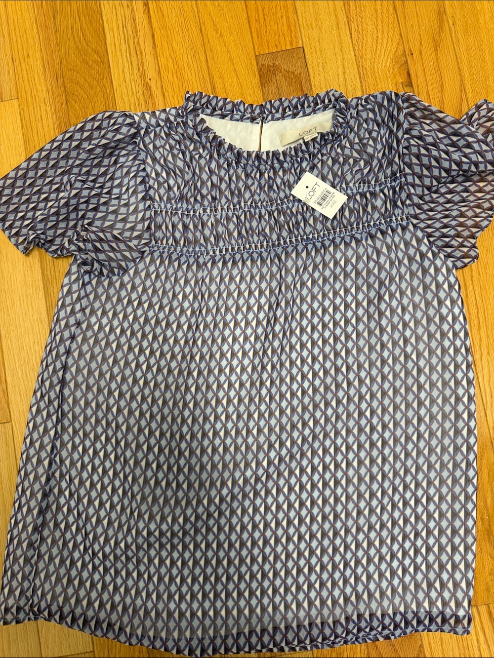 LOFT Blue Patterned Sleeveless Top XXS